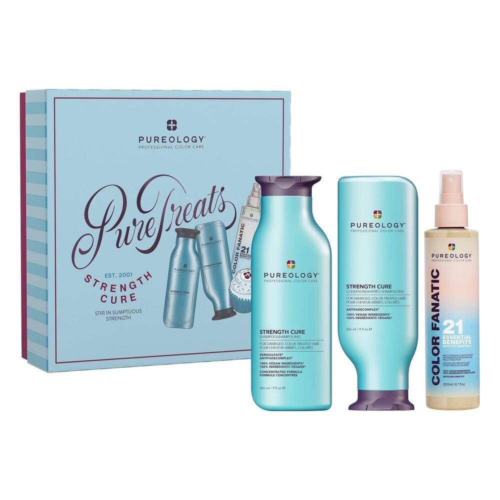 Pureology Strength Cure Set Shampoo Conditioner Leave-In Spray Vegan SulfateFree - Picture 2 of 10